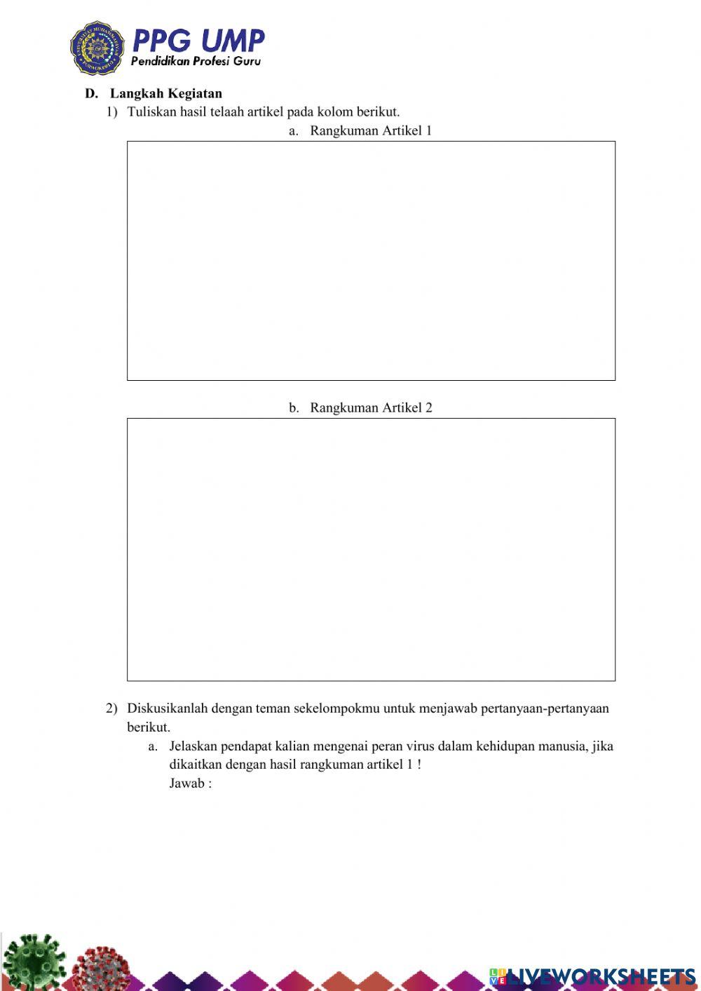 Lkpd pbl peran virus dalam kehidupan