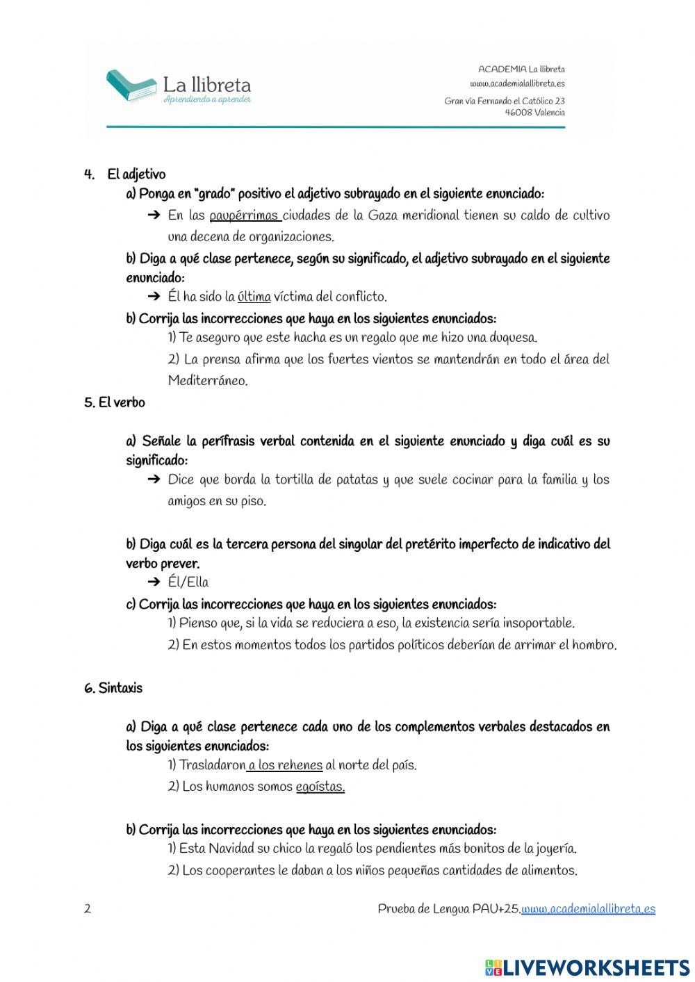 Prueba inicial de lengua