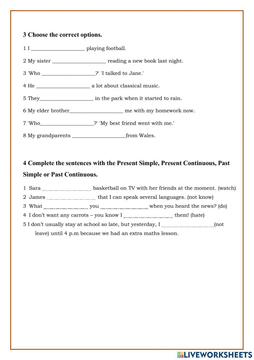 Starter Unit Grammar 1º Bachillerato