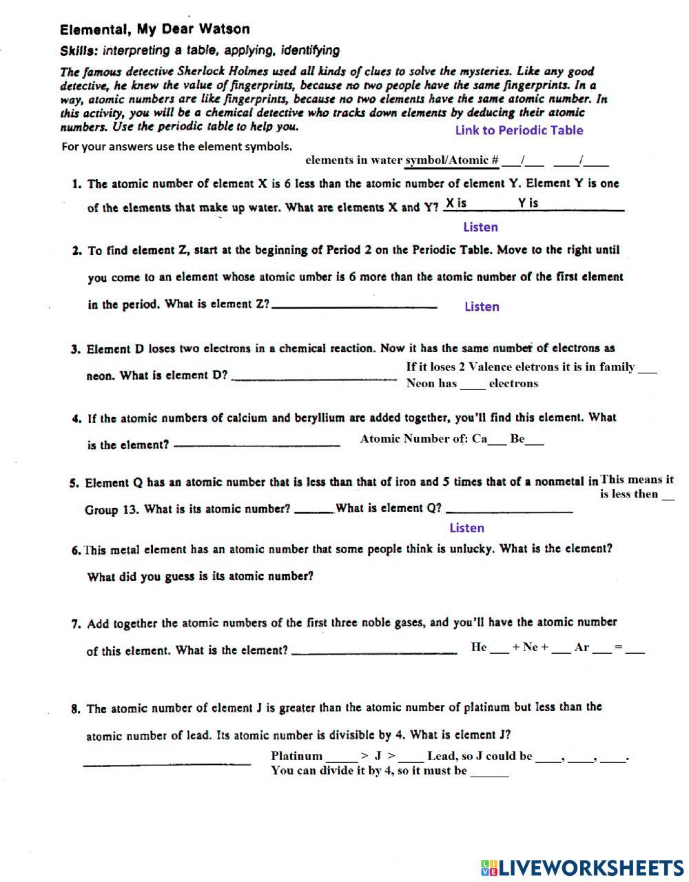 Mr Watson - Periodic Table Solving