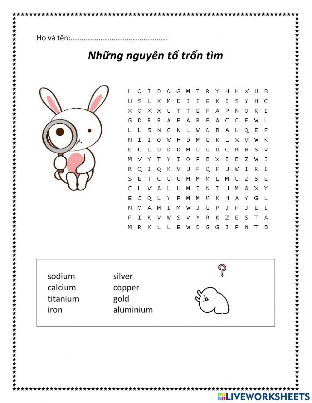 Tìm tên nguyên tố kim loại