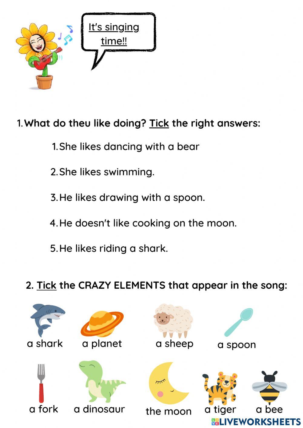 Song Activity - What do you like doing?