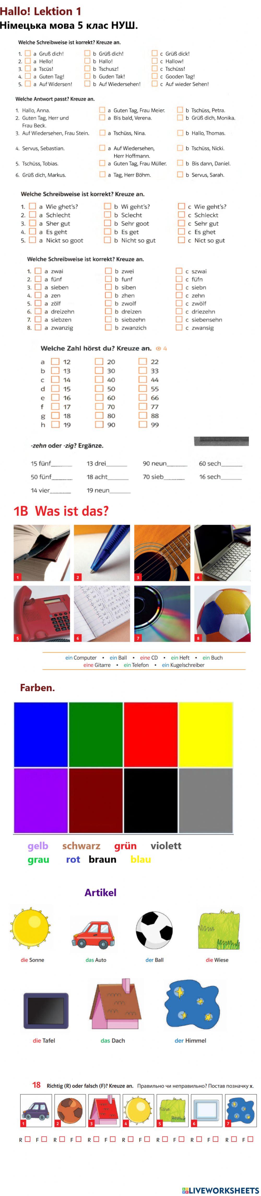 Parallelen 5 Klasse. Testarbeit 1.Hallo! Lektion 1