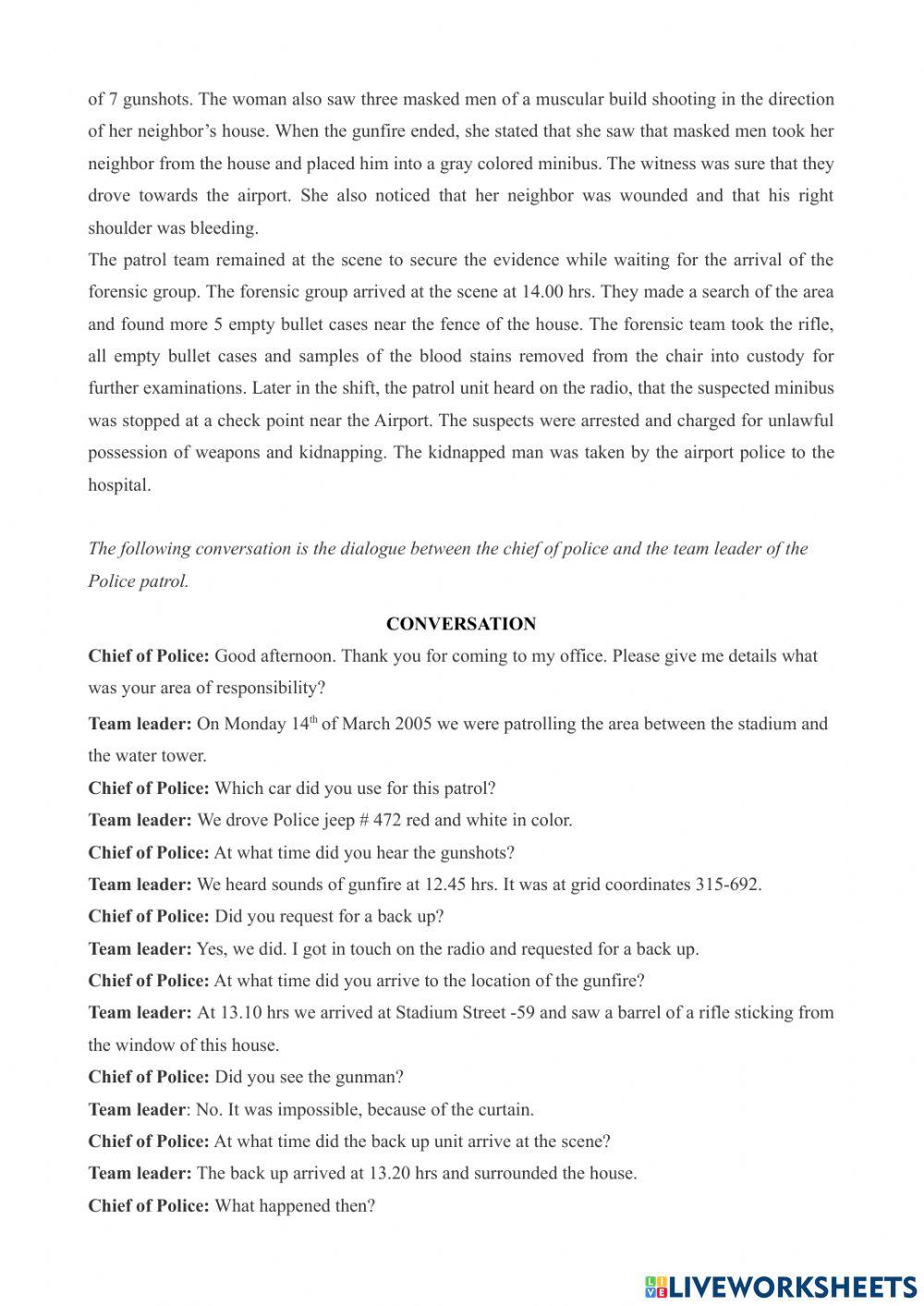 Audio tape test - 4, “shooting incident”
