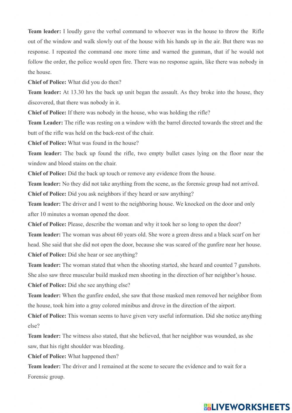 Audio tape test - 4, “shooting incident”