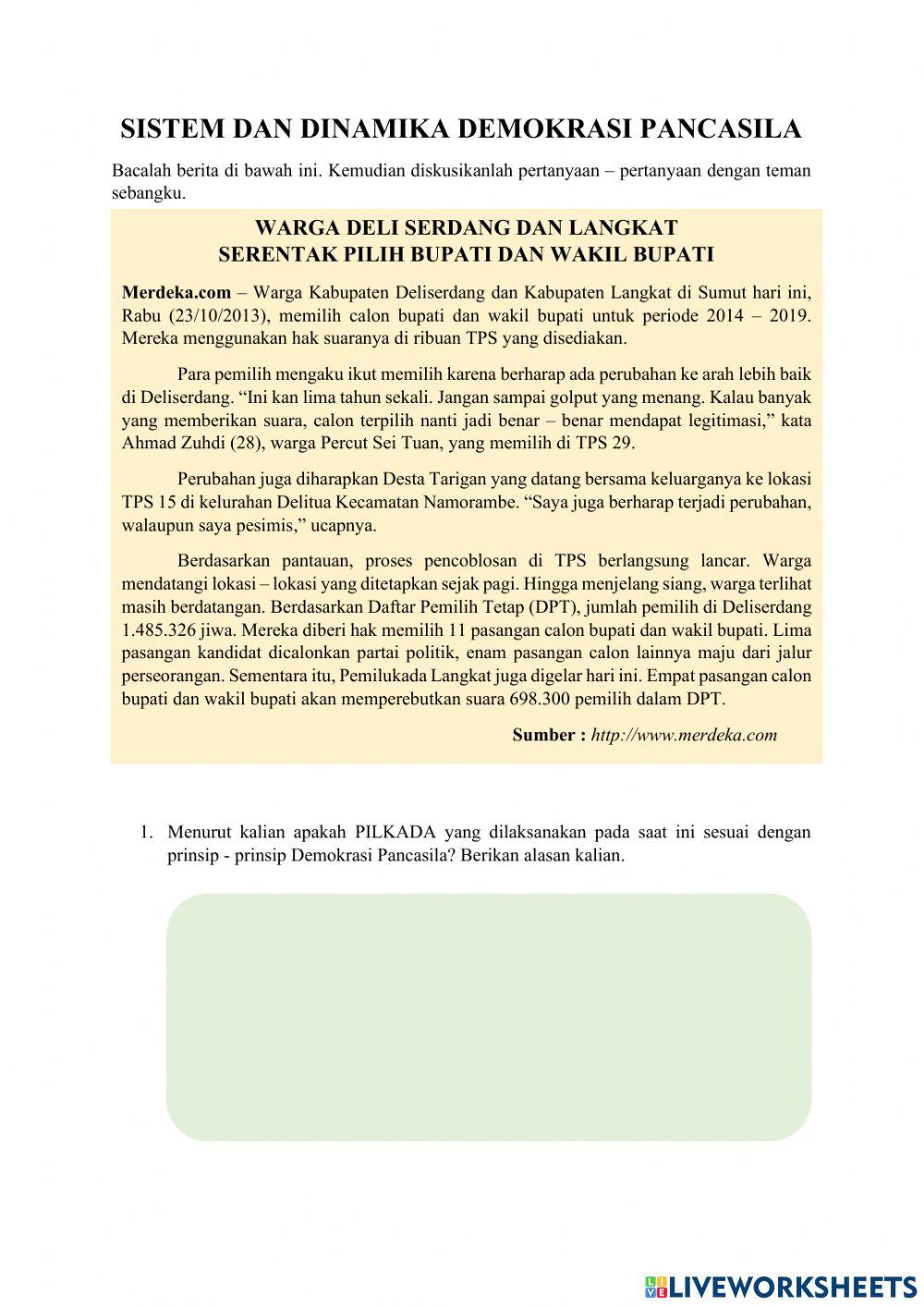 Sistem dan Dinamika Demokrasi Pancasila