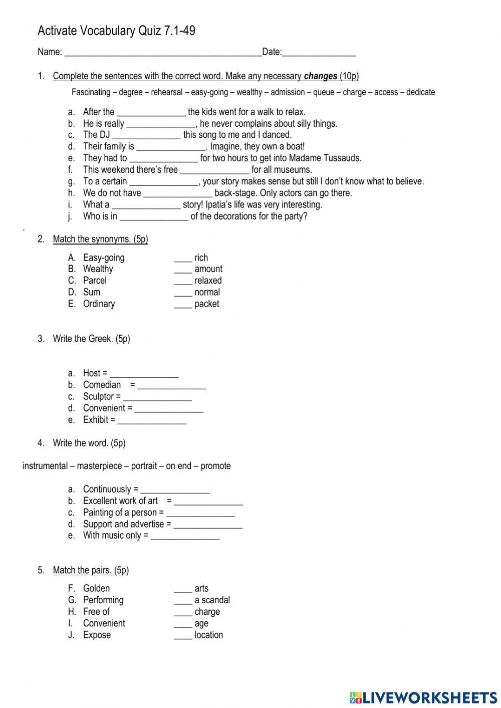 Activate unit 7 quiz 1-49