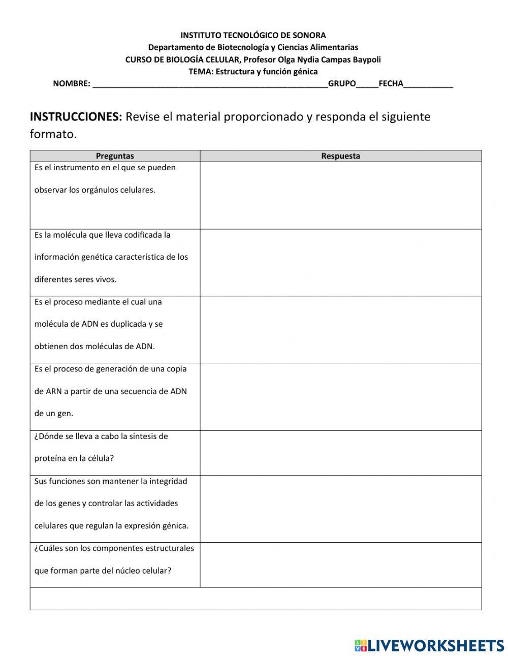 Estructura y función génica