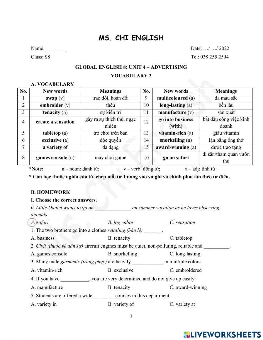 Foreign teacher-S8-Week 12-U4-Vocab 2