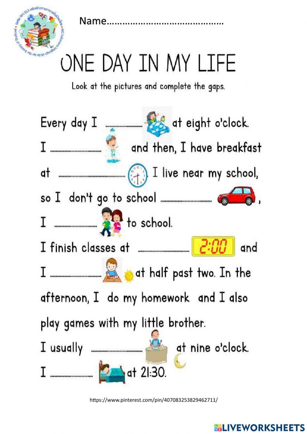 one day in my life online exercise for | Live Worksheets