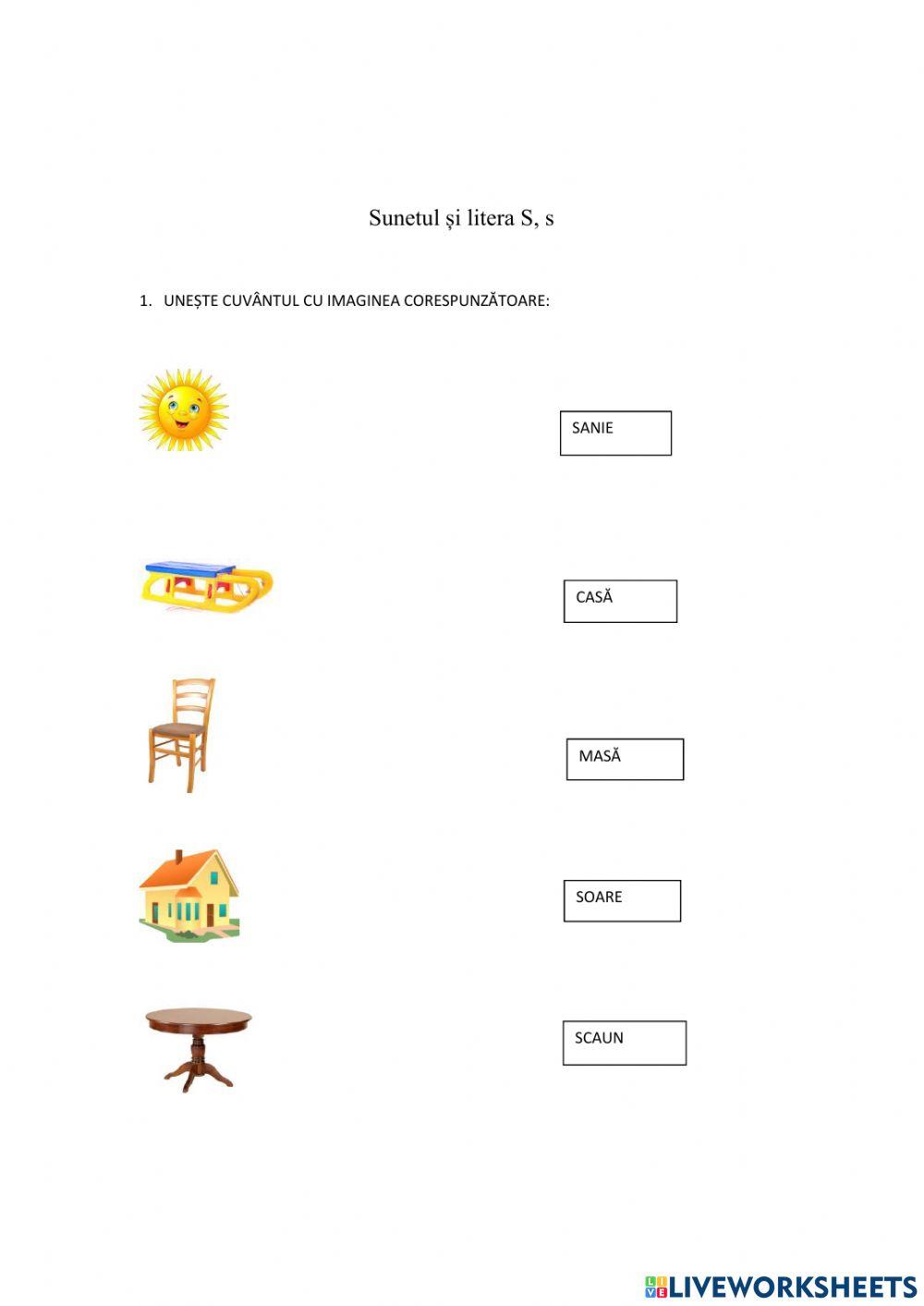Fișă de lucru. Litera și sunetul S