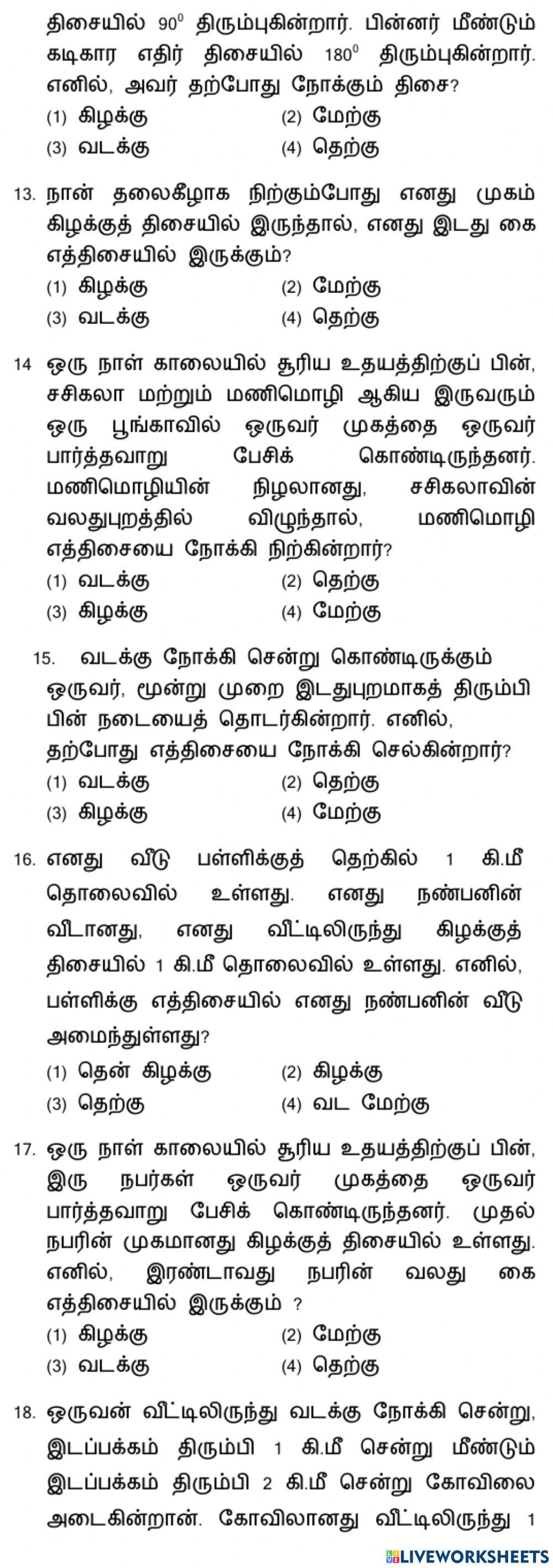 Directions related problems