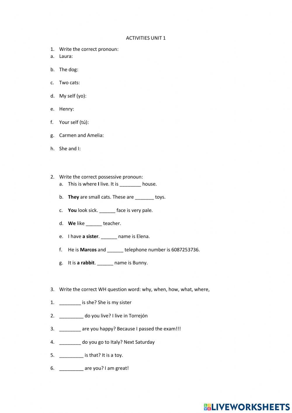 Wh pronouns ordinal numbers