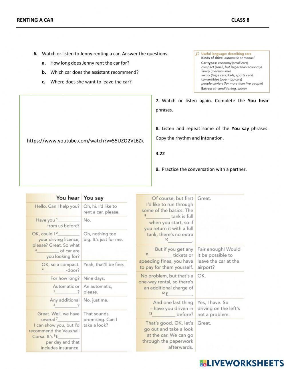 Renting a car & Suggestions