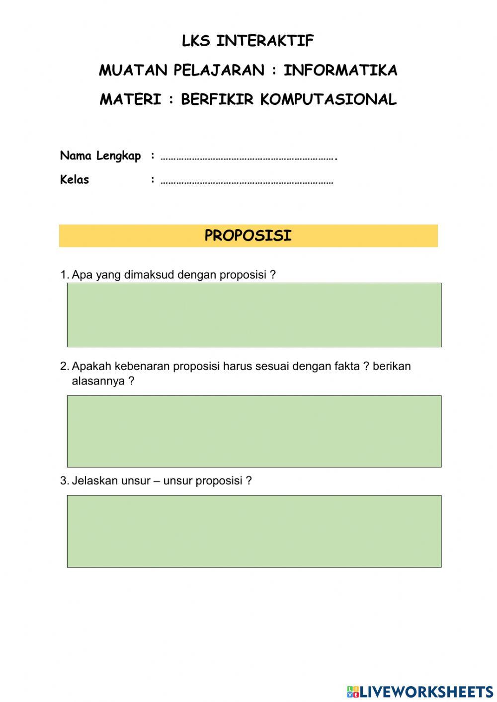 Informatika : Berfikir Komputasional