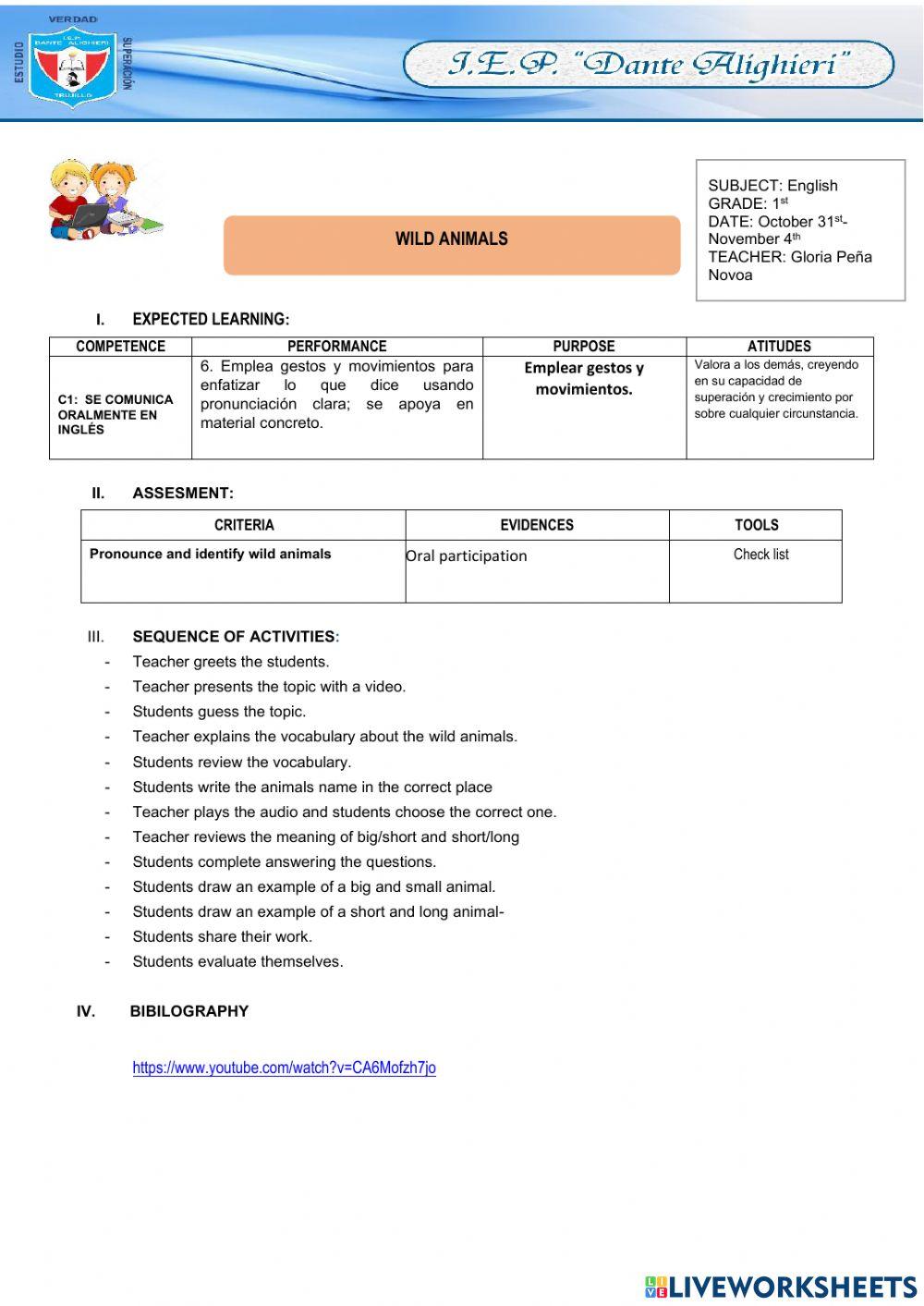 Wild animals Free Interactive Worksheets 2195178