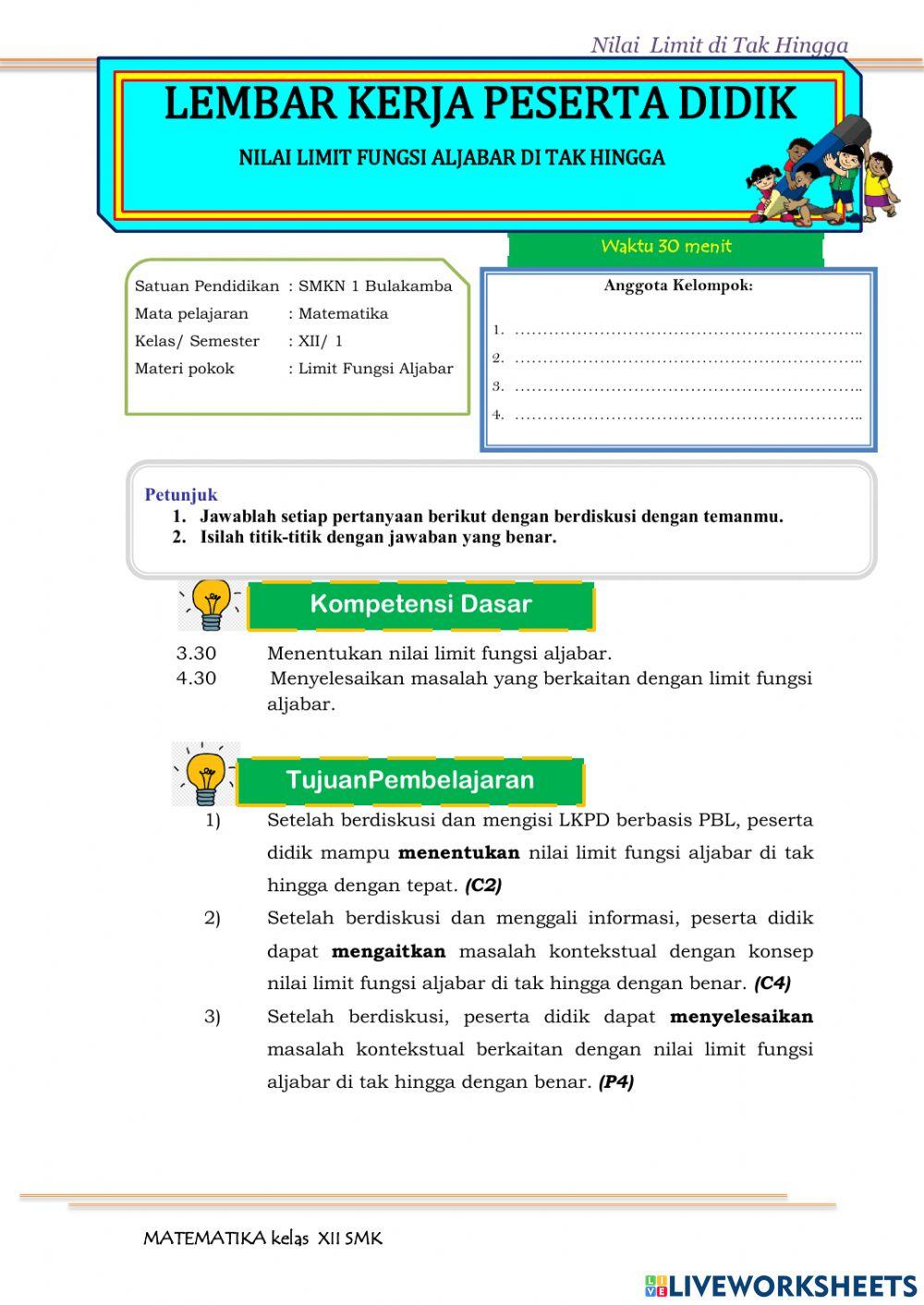 Limit di tak hingga 2