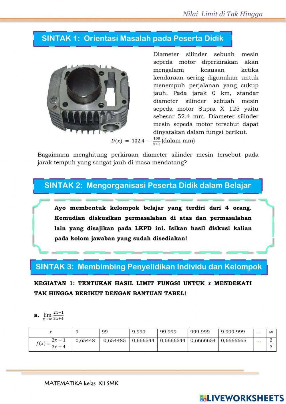 Limit di tak hingga 2