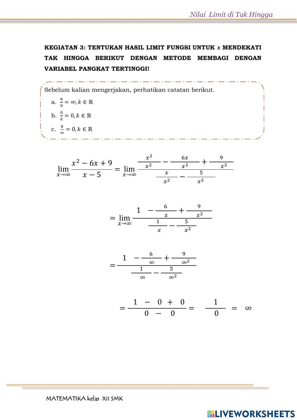 Limit di tak hingga 2