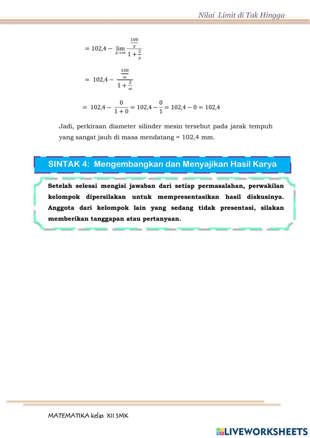 Limit di tak hingga 2