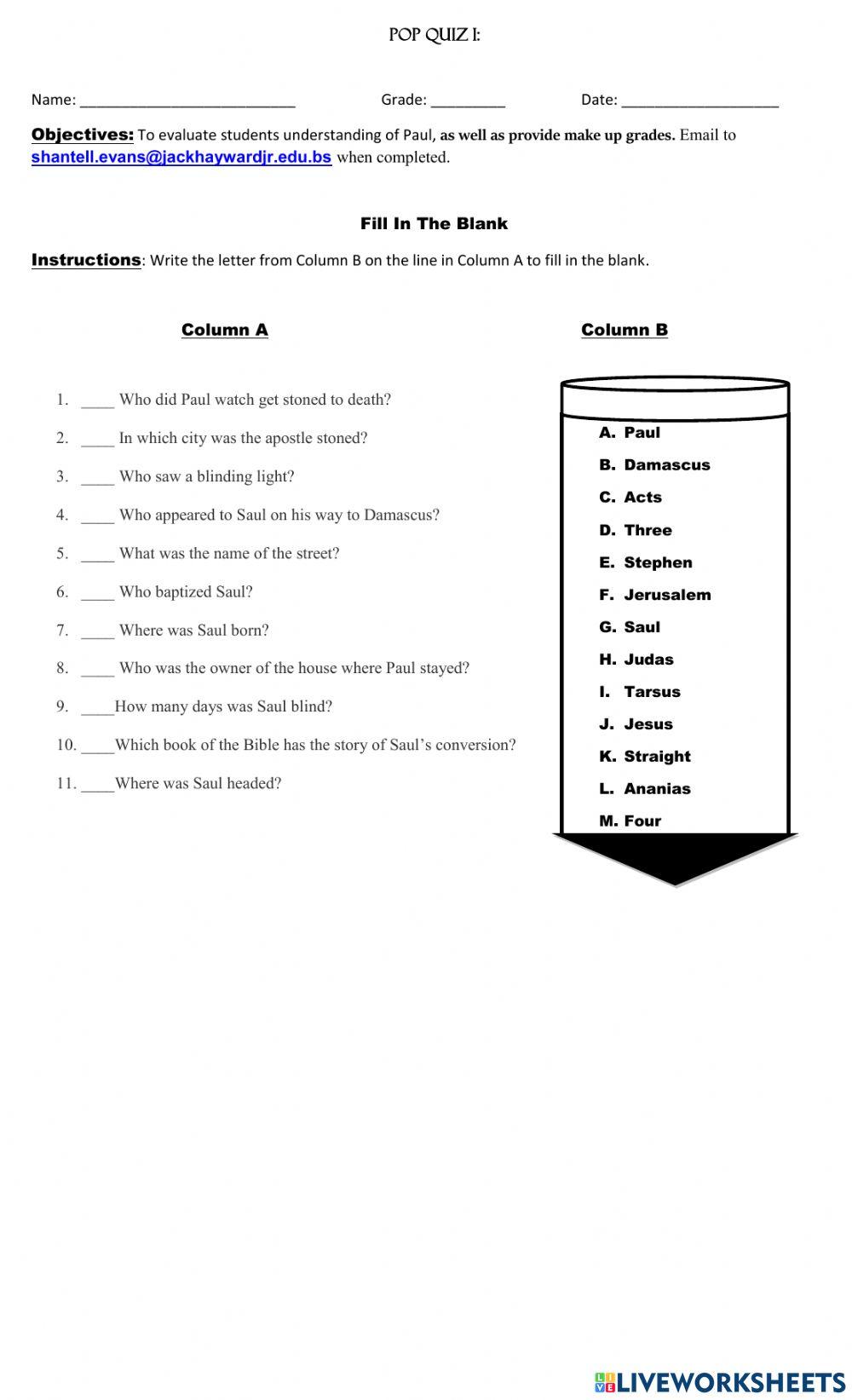 Saul Fill in the Blank