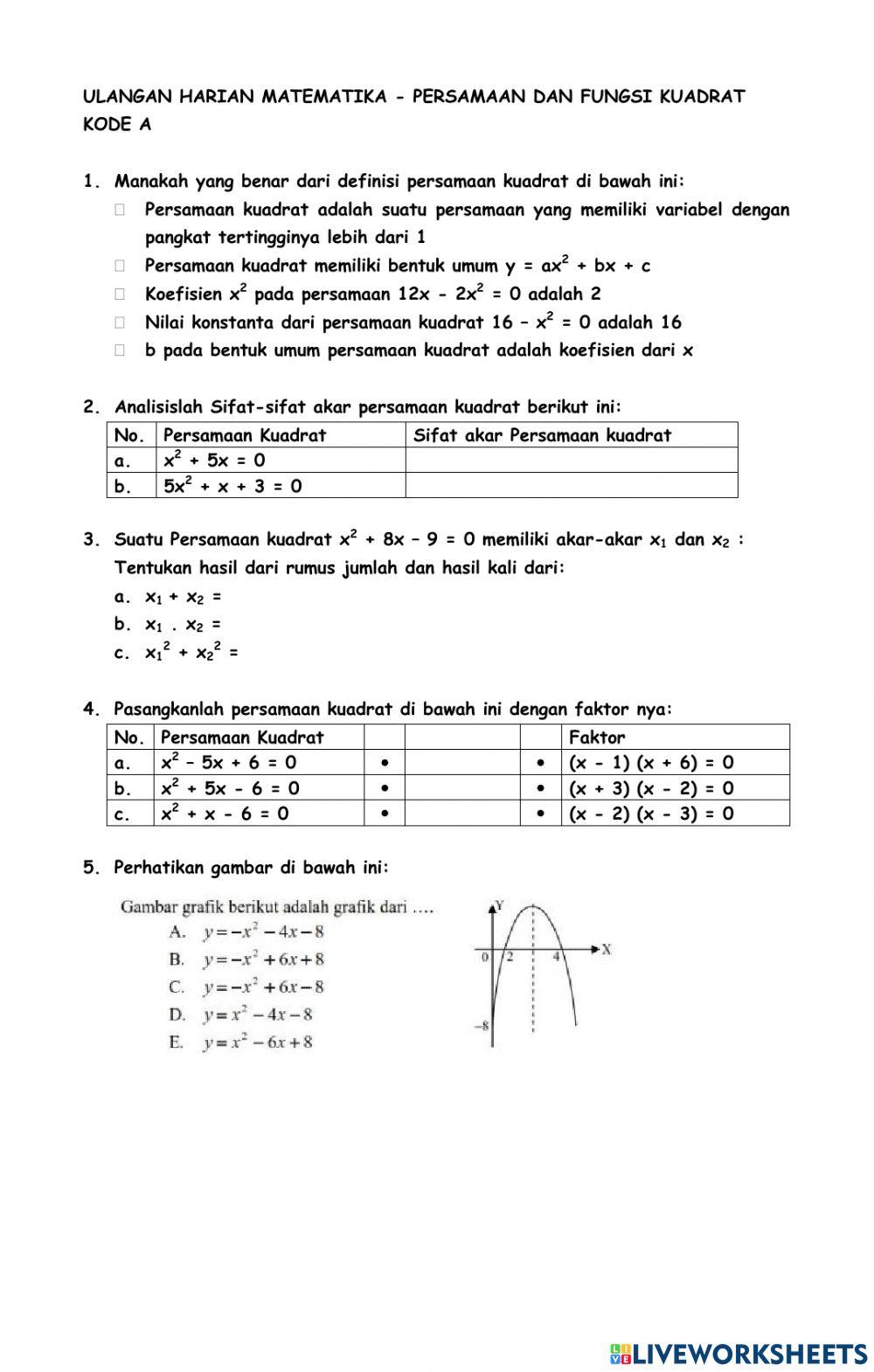 UH Persamaan Kuadrat 2223