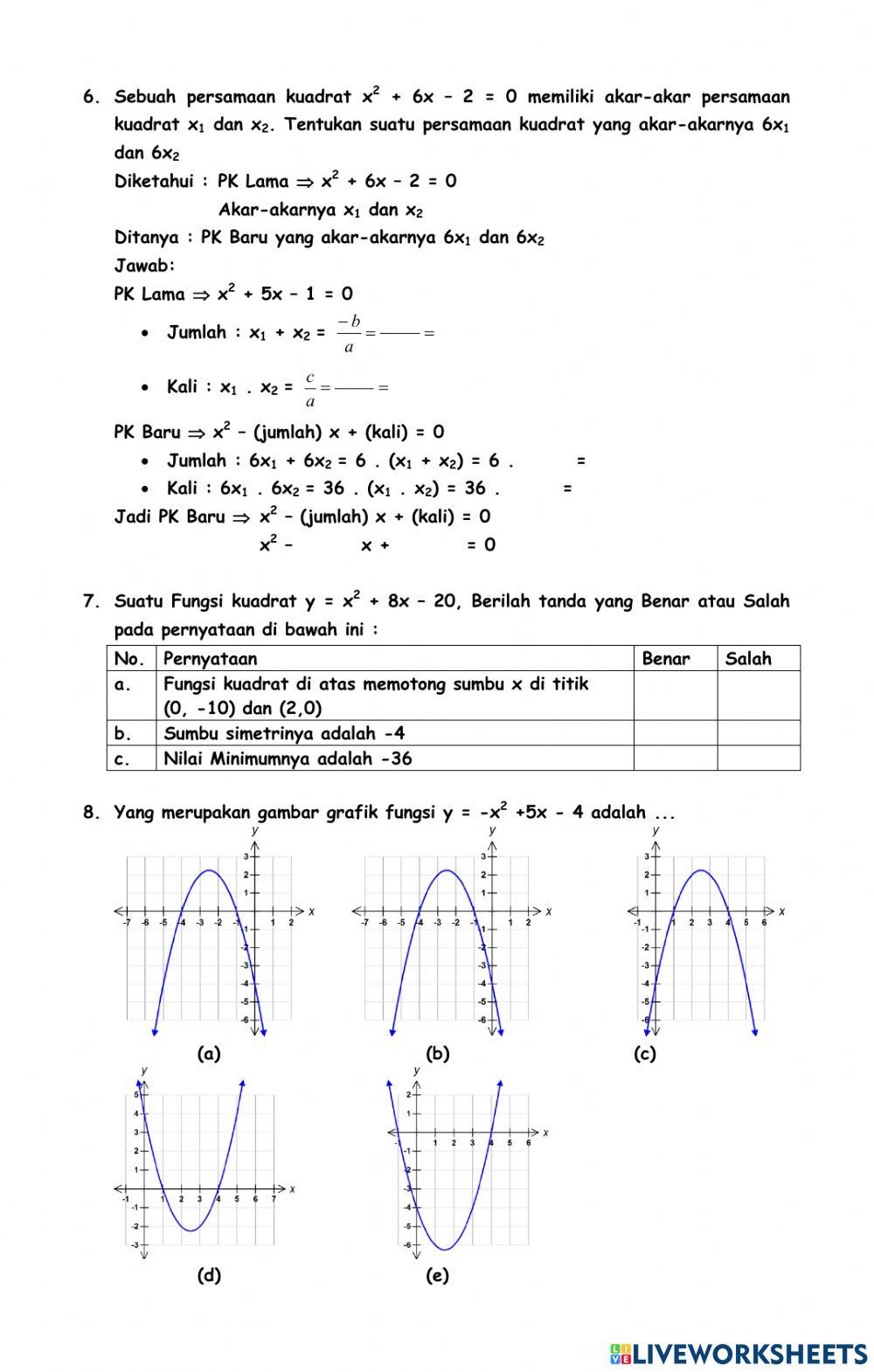UH Persamaan Kuadrat 2223