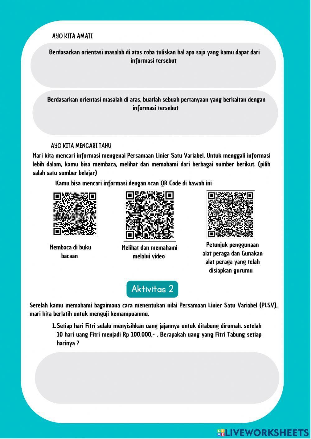 Persamaan Linier Satu Variabel