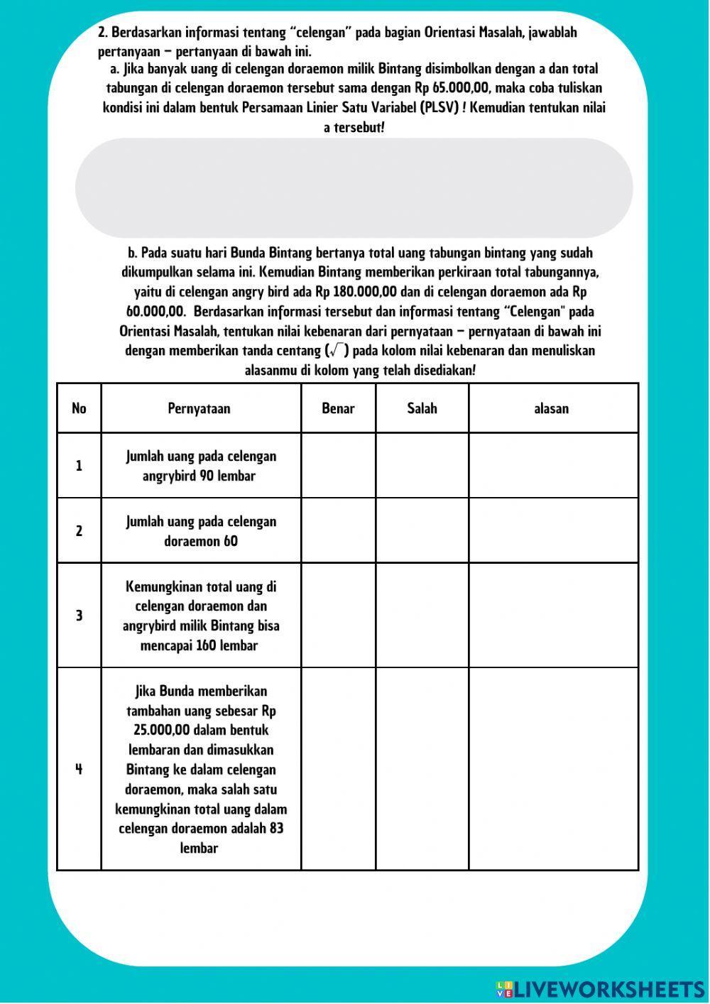 Persamaan Linier Satu Variabel