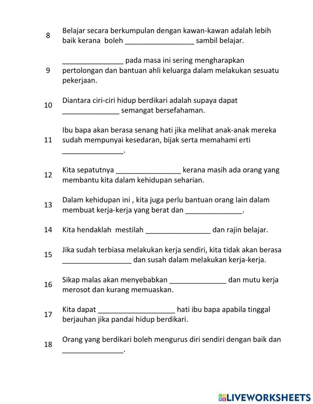 BERDIKARI -isi tempat kosong