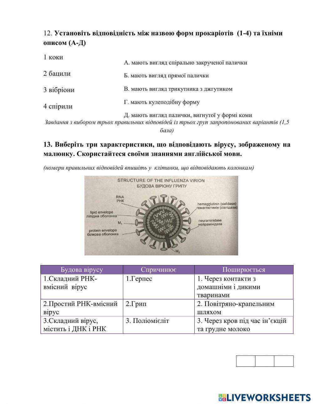10 клас Контрольнат робота -Бііорізноманіття-2 варіан