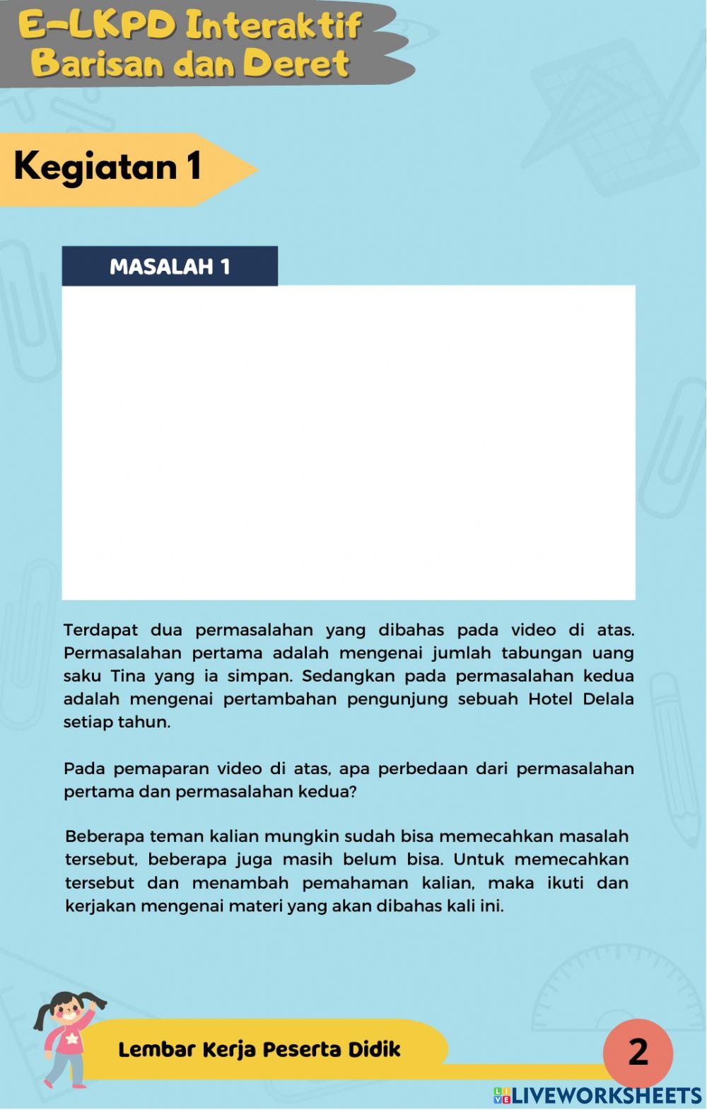 E-lkpd interaktif barisan dan deret