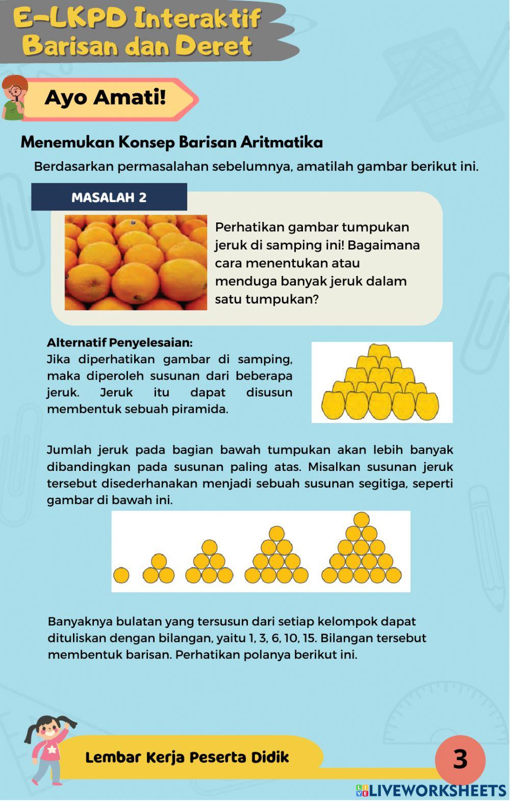 E-lkpd interaktif barisan dan deret