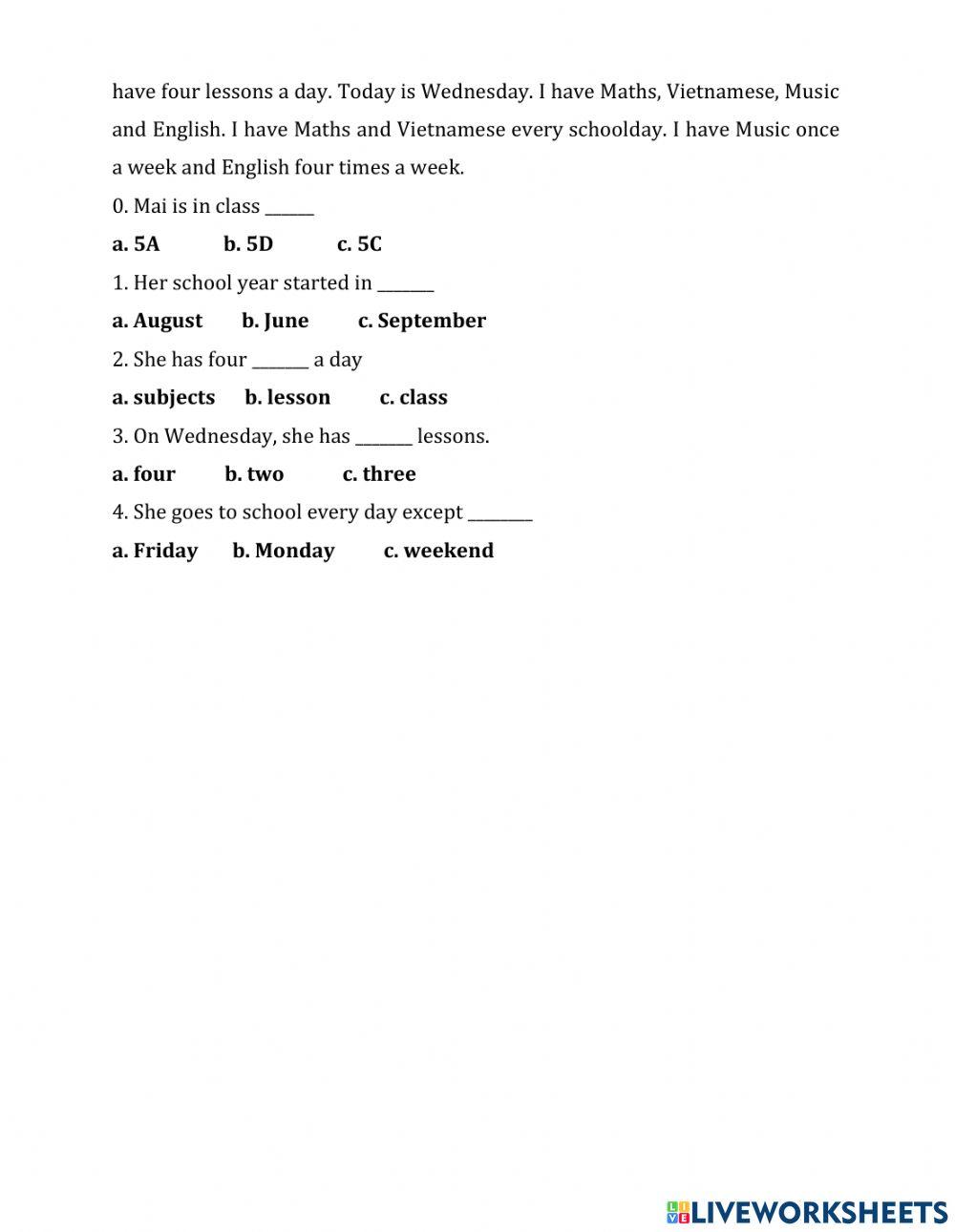 TA5.Unit 6 How many lesson do you have today