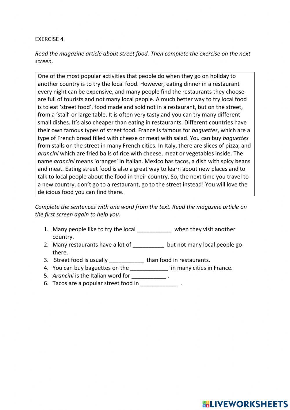 IE0, Unit 5, Reading and Writing, Exercise 4