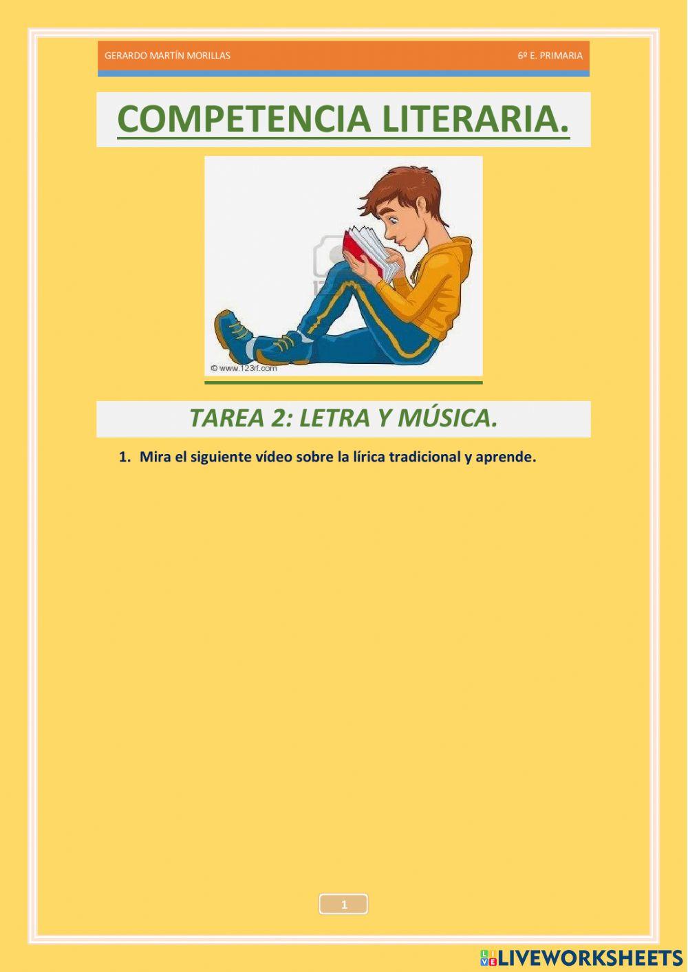 Competencia literaria. Tarea 2. 6º. Competencia literaria. Tarea 2. 6º.
