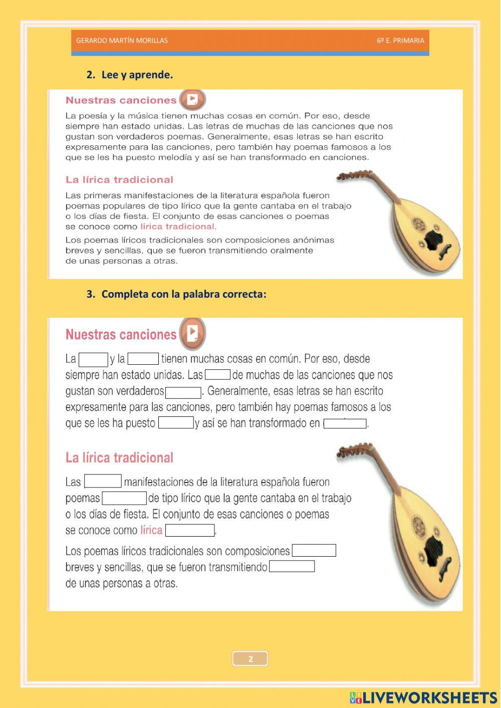 Competencia literaria. Tarea 2. 6º. Competencia literaria. Tarea 2. 6º.