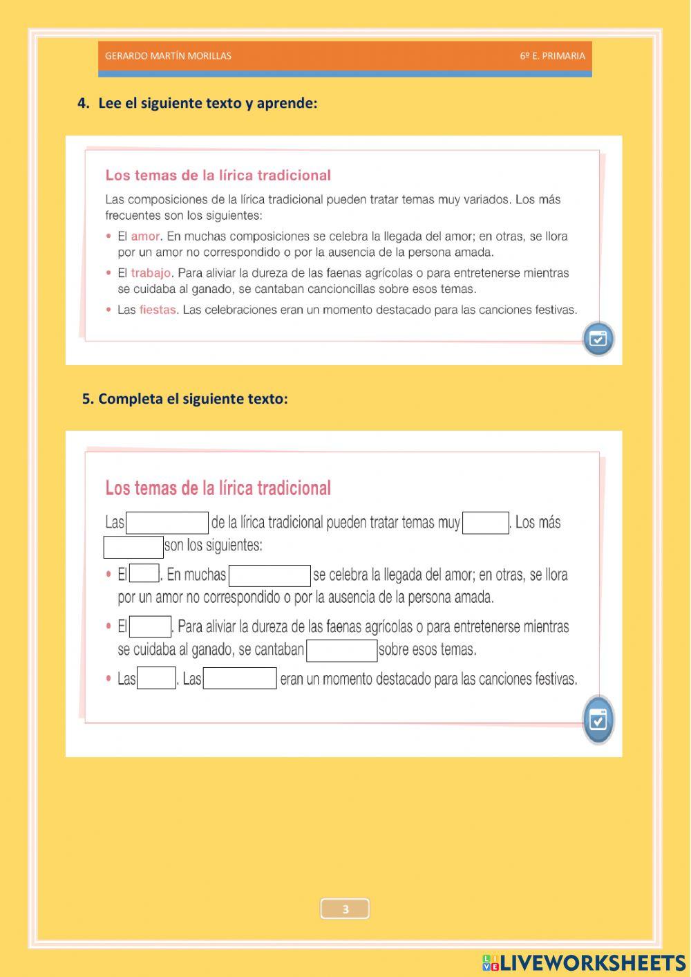 Competencia literaria. Tarea 2. 6º.