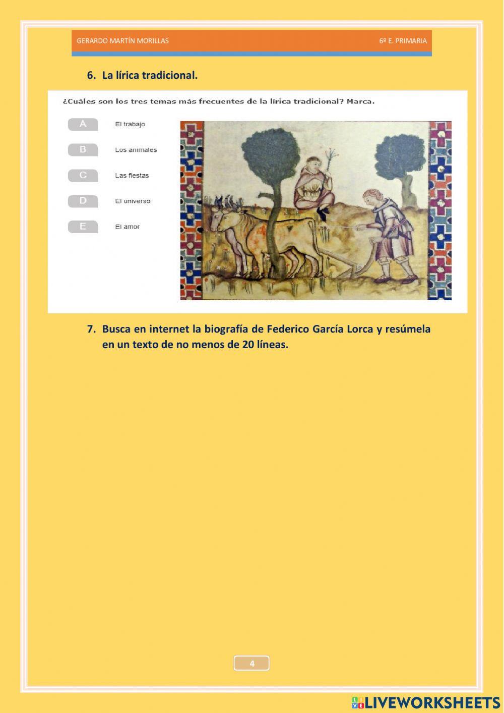 Competencia literaria. Tarea 2. 6º. Competencia literaria. Tarea 2. 6º.