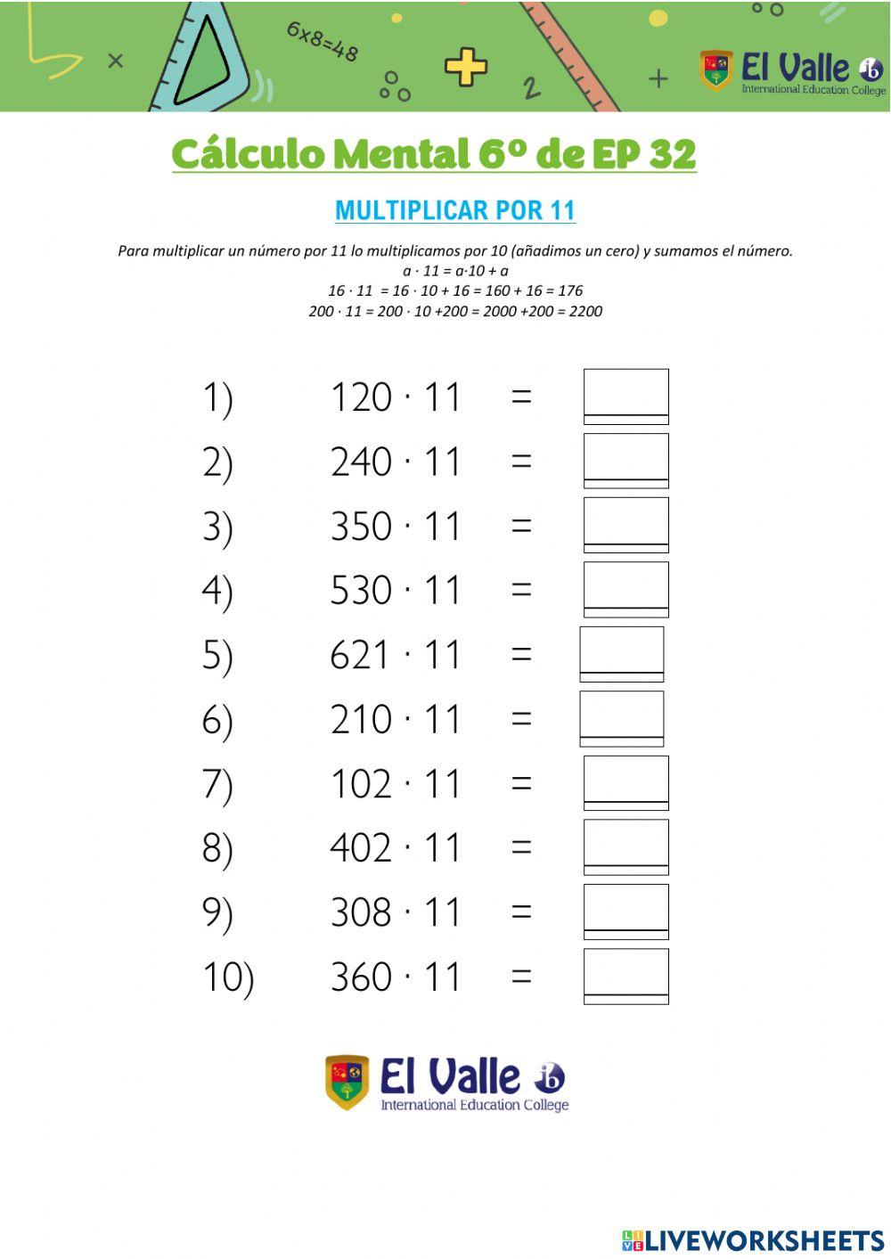 Cálculo Mental 6º de EP 32