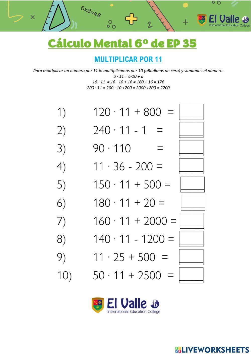 Cálculo Mental 6º de EP 35