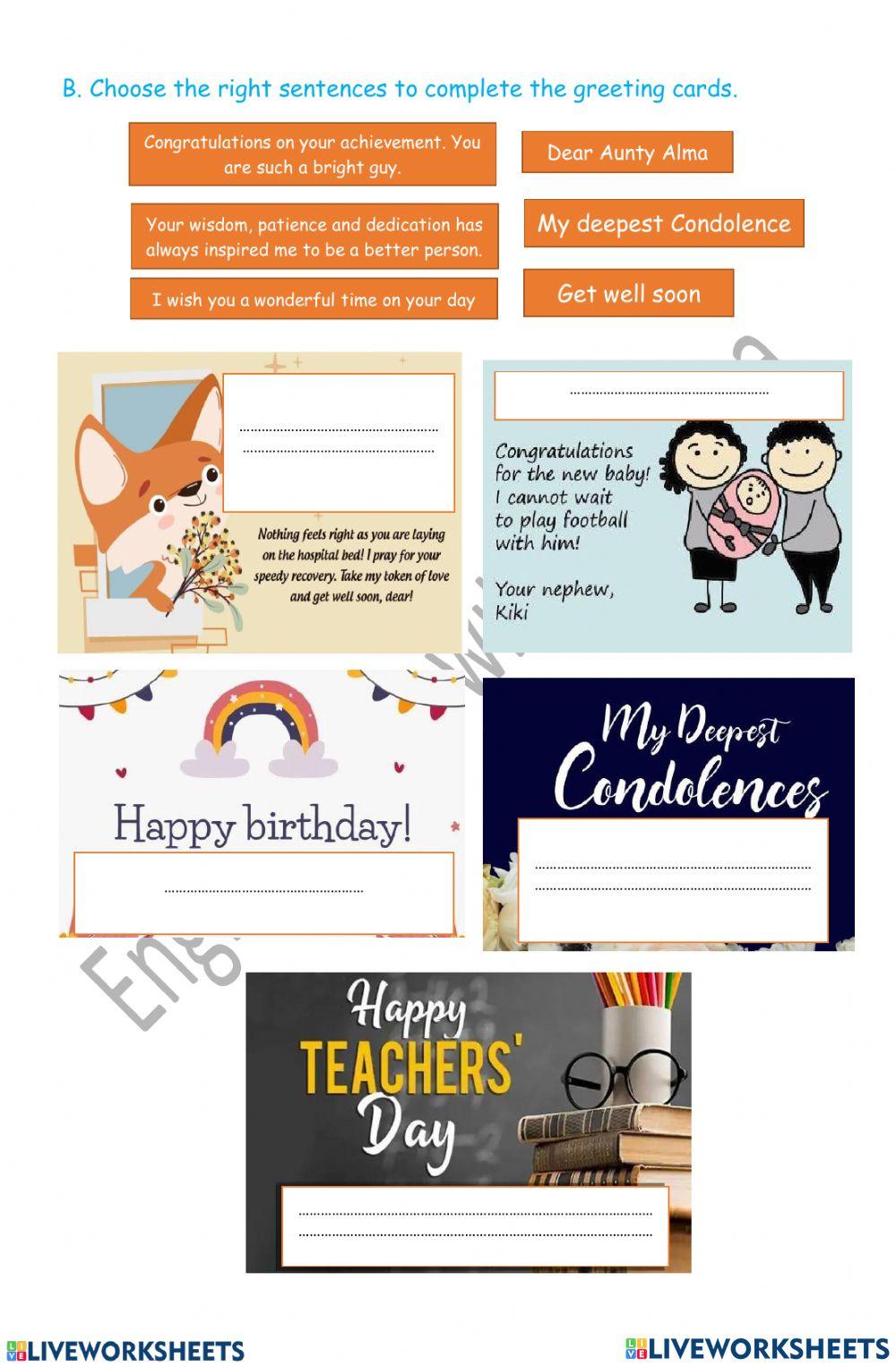 Evaluation greeting cards