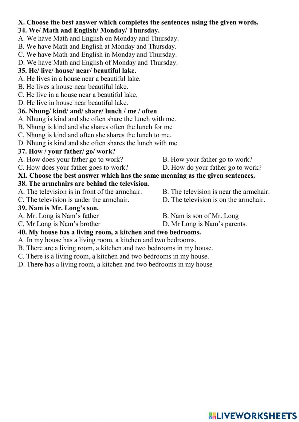 Mid-term test 2 Grade 6