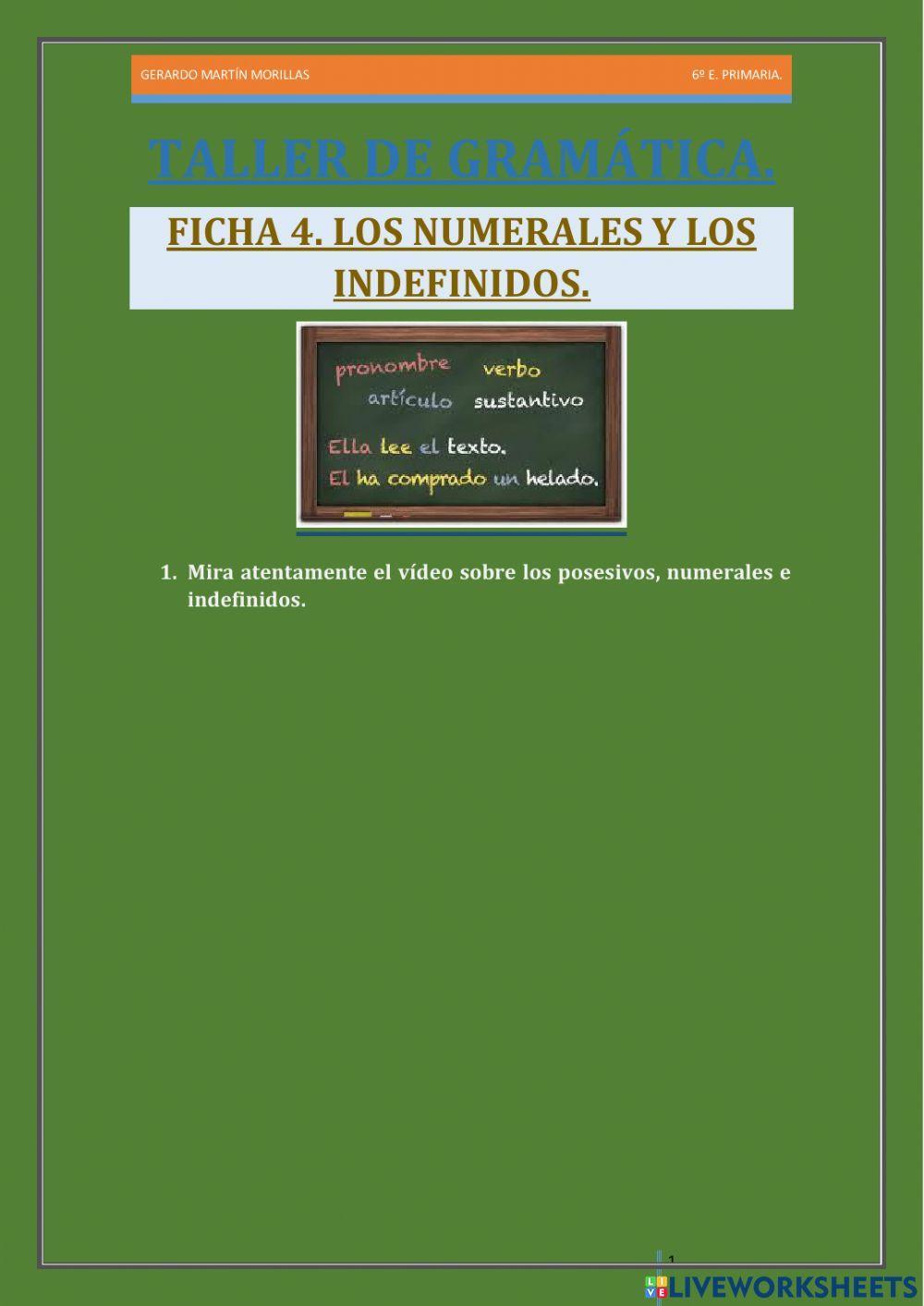 Taller de gramática. Ficha 4. 6º.