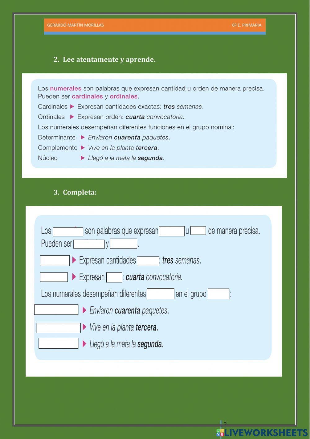 Taller de gramática. Ficha 4. 6º. Taller de gramática. Ficha 4. 6º.