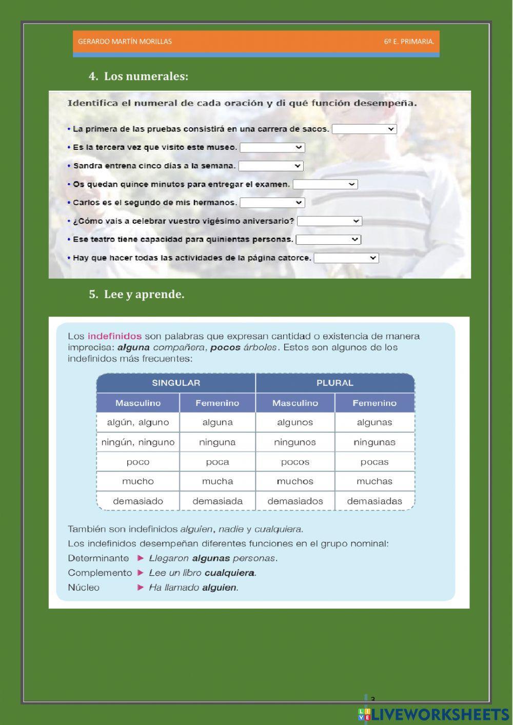Taller de gramática. Ficha 4. 6º. Taller de gramática. Ficha 4. 6º.