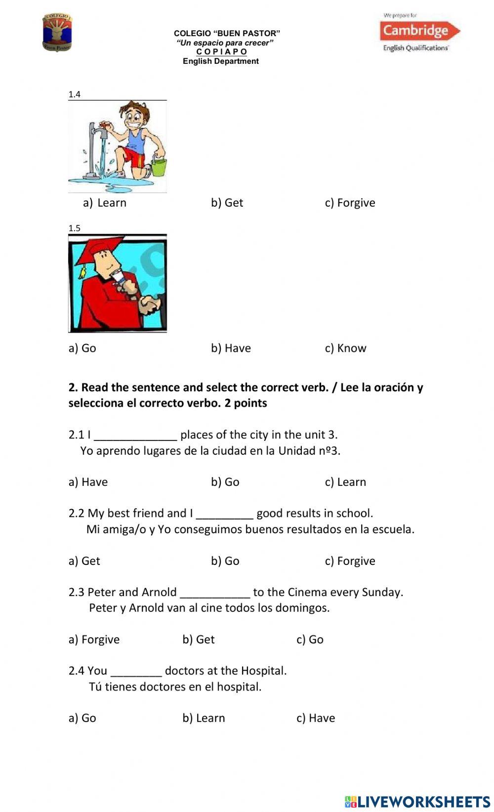 Irregular Verbs Quiz nº3 Year 7 - nº4 -  02-11
