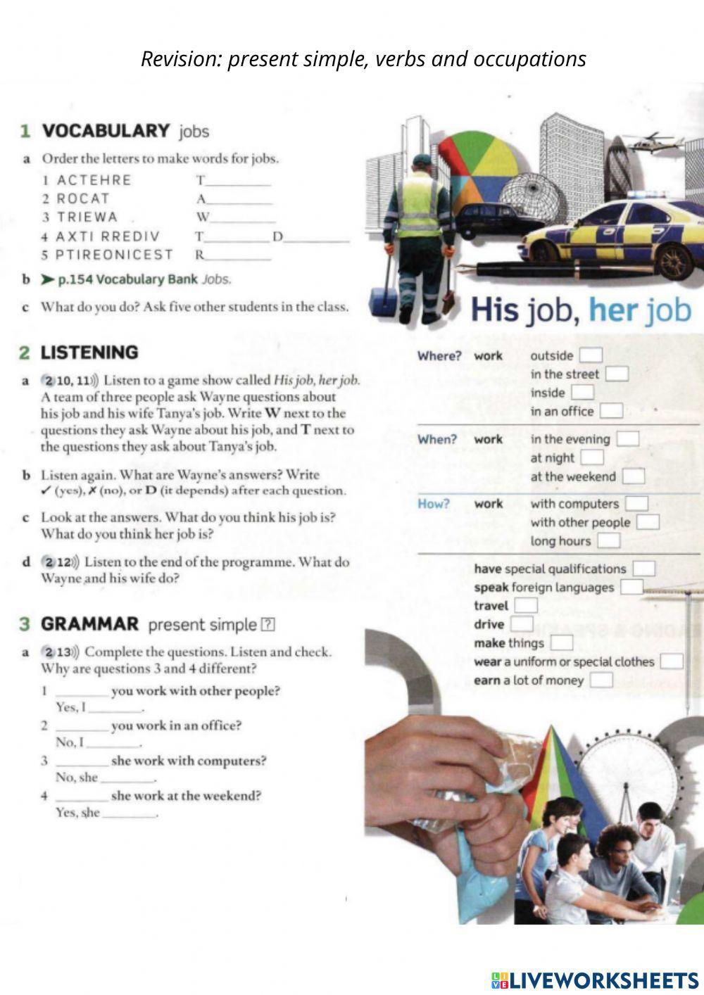 Present simple and jobs