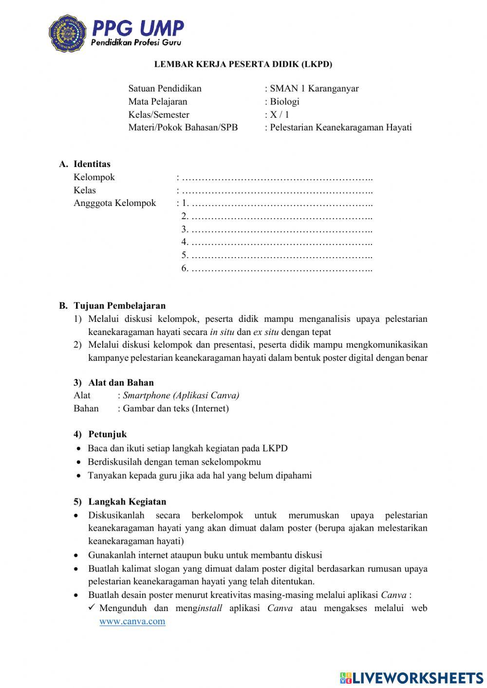 LKPD Proyek Pembuatan Poster Digital Upaya Pelestarian Keanekaragaman Hayati