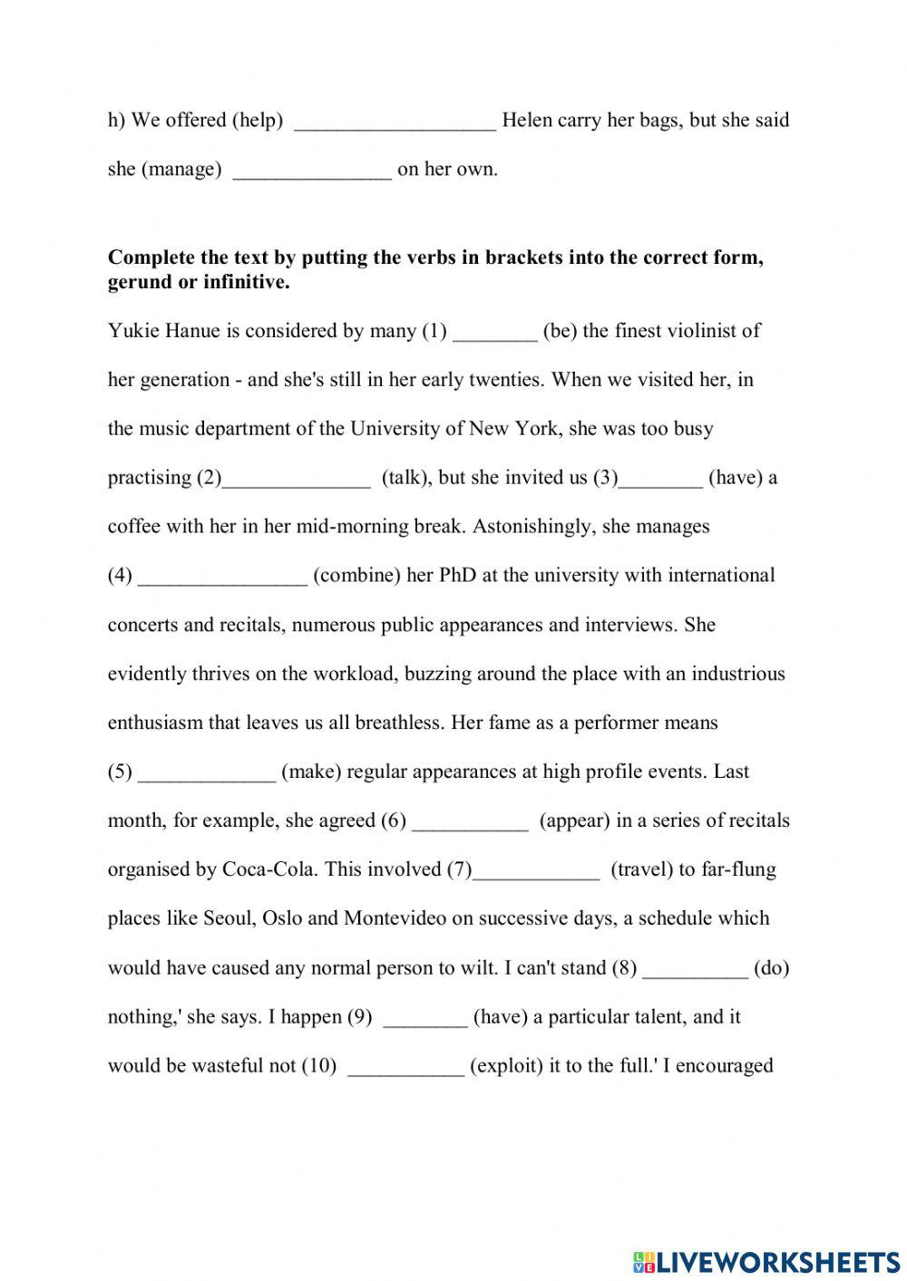 Gerunds and infinitives